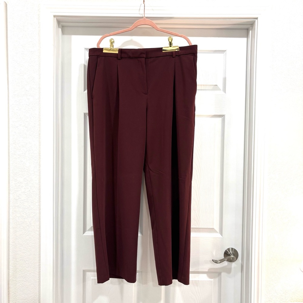 H&M Burgundy Women's Wide Leg Trousers Size 16